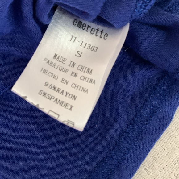 Emerette Elegant Blue Off-Shoulder Top - Picture 4 of 8